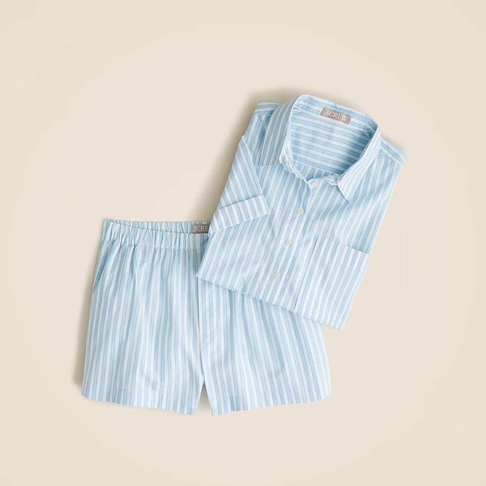 J Crew Cotton poplin pajama short set in stripe